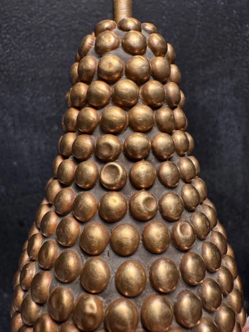 Vintage Studded Brass Pear Mid Century Home Decor Whimsical Hobnail Paperweight